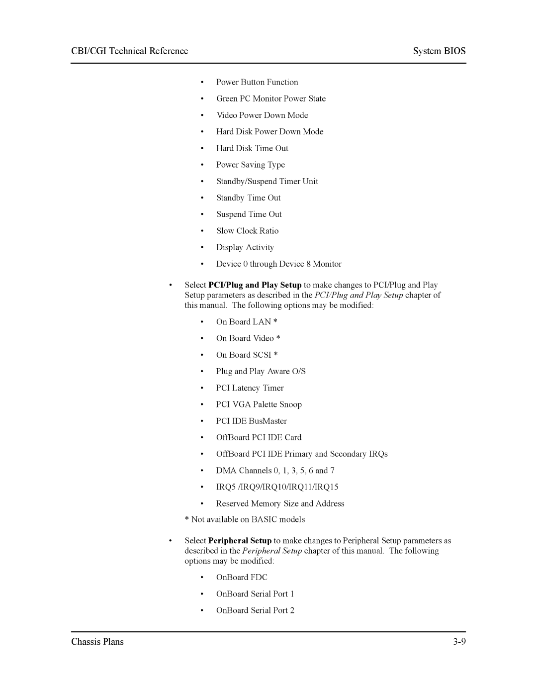 Intel S5721-xxx manual CBI/CGI Technical Reference System Bios 