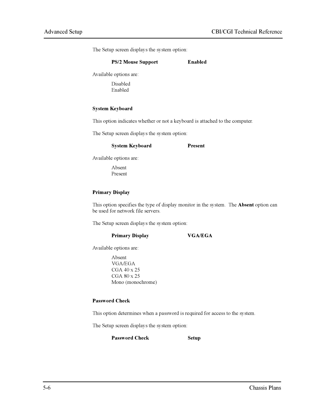 Intel S5721-xxx manual Vga/Ega 