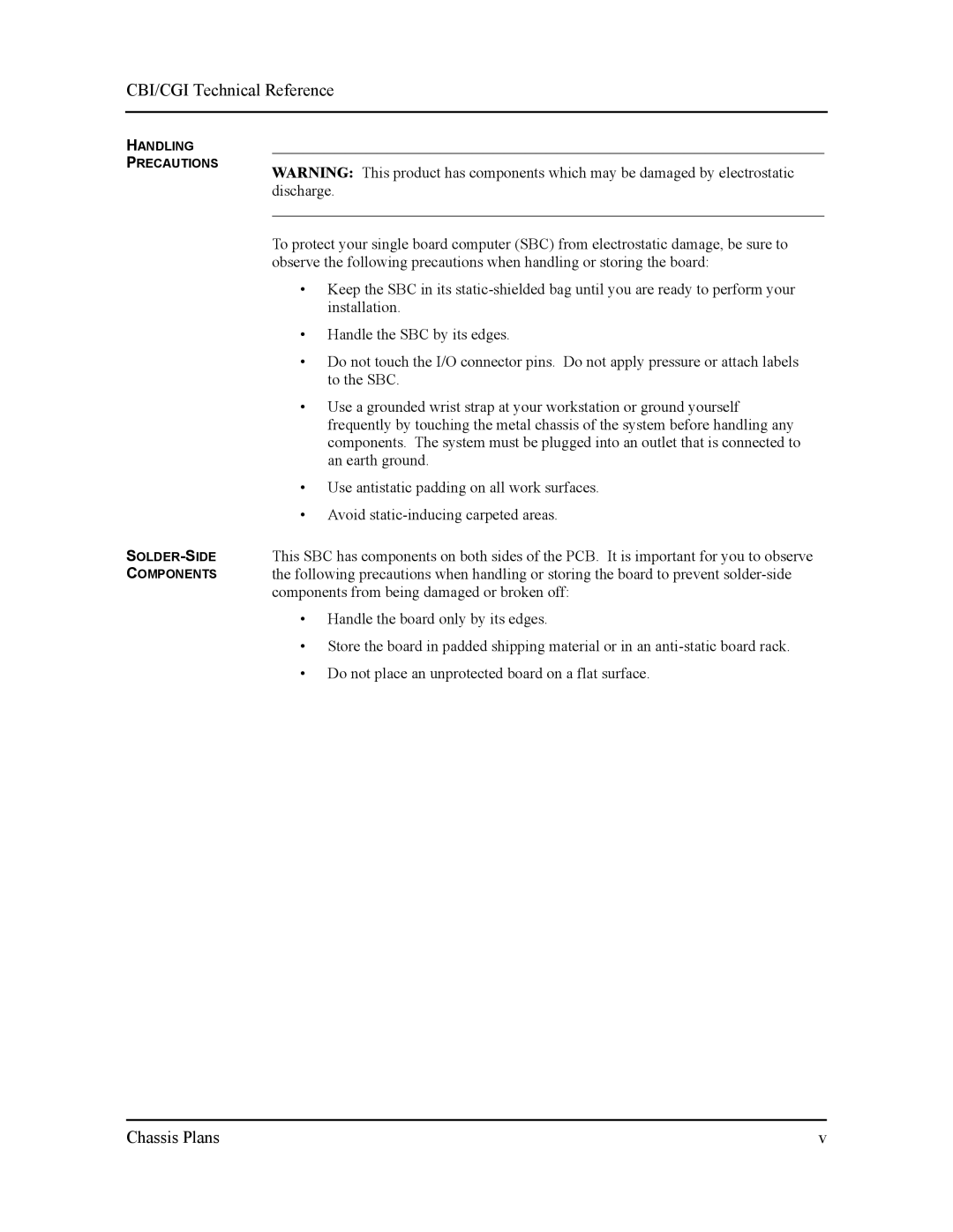 Intel S5721-xxx manual Handling Precautions SOLDER-SIDE Components 