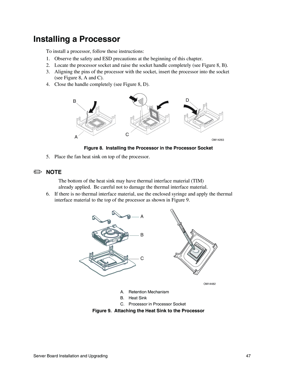 Intel S845WD1-E manual Installing a Processor, Installing the Processor in the Processor Socket 