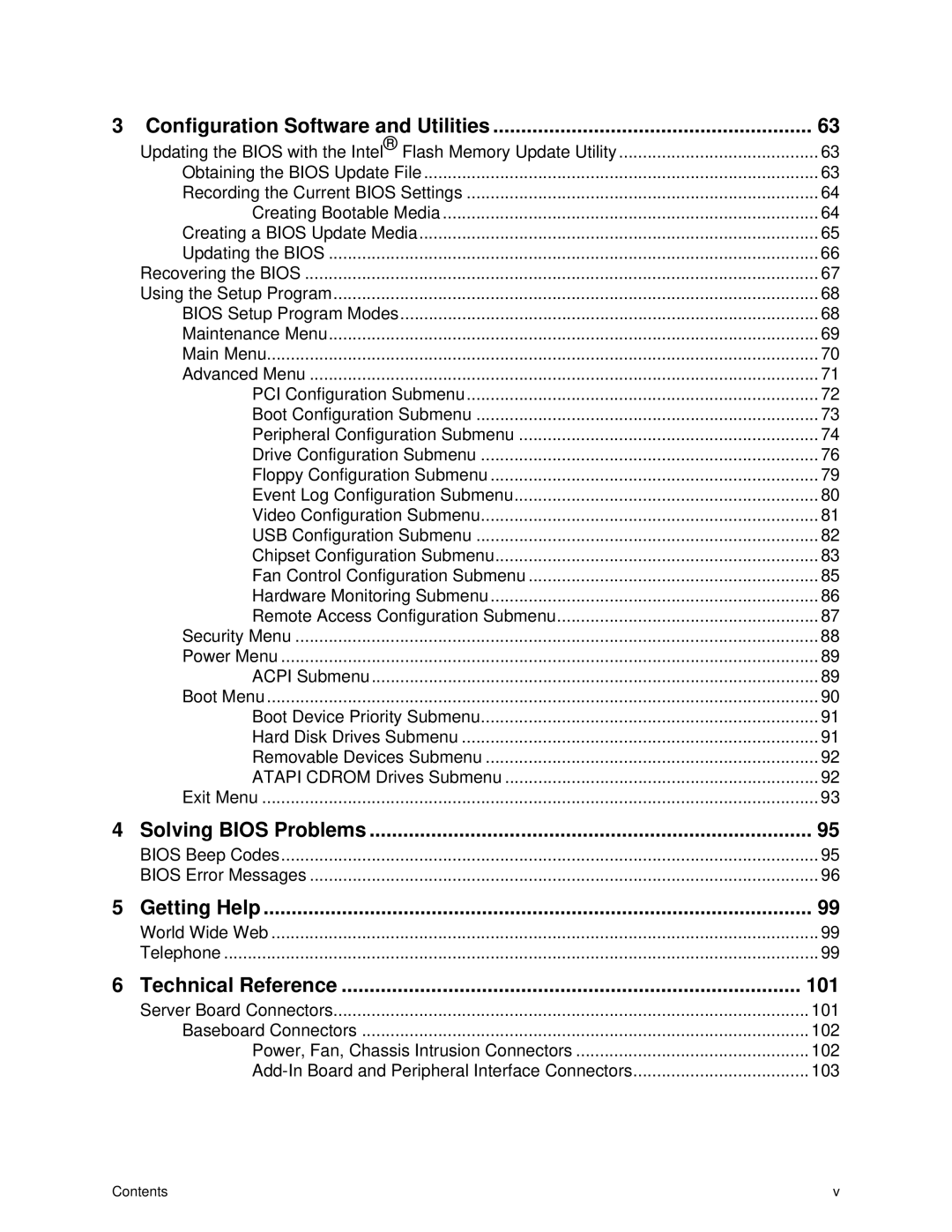 Intel S875WP1-E manual Configuration Software and Utilities, 101 