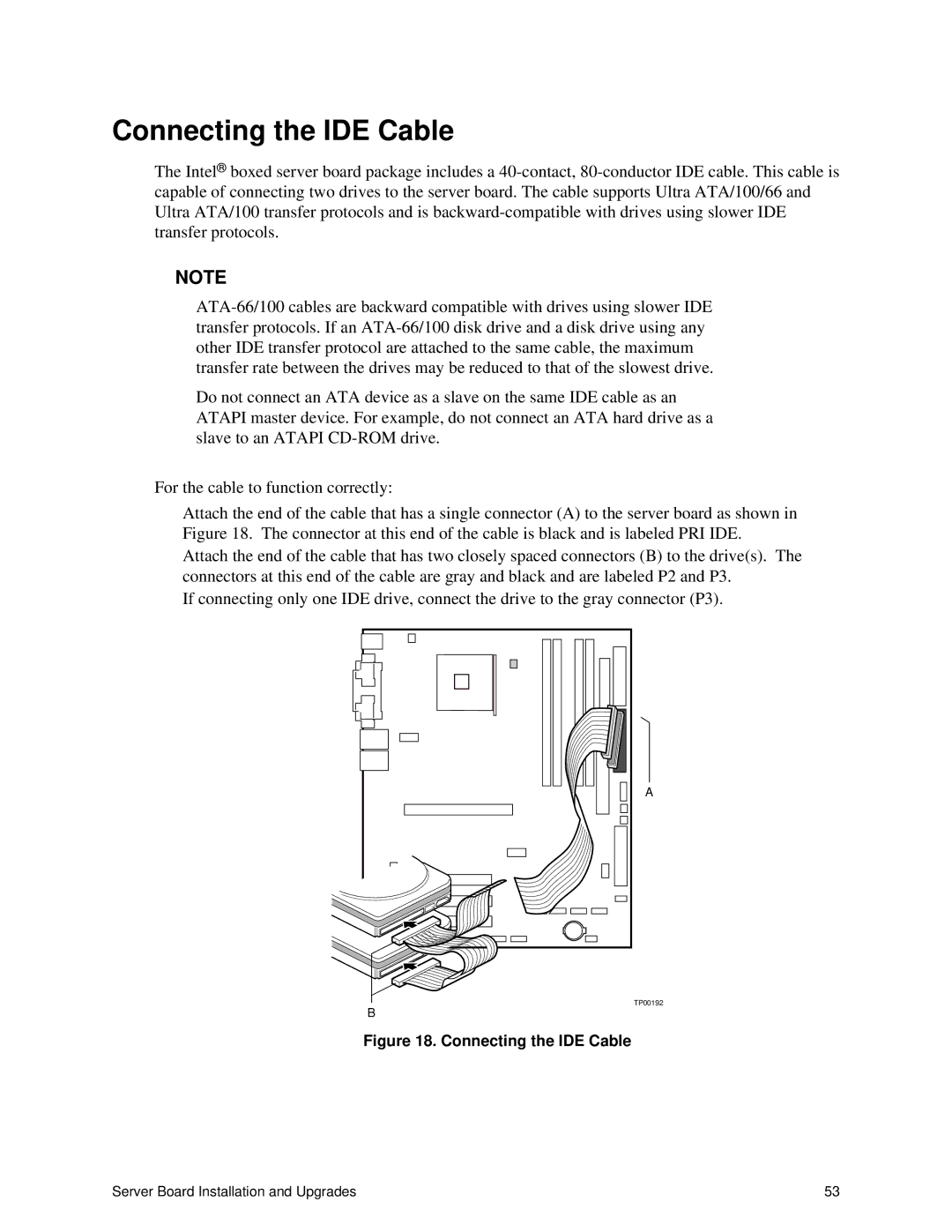 Intel S875WP1-E manual Connecting the IDE Cable 