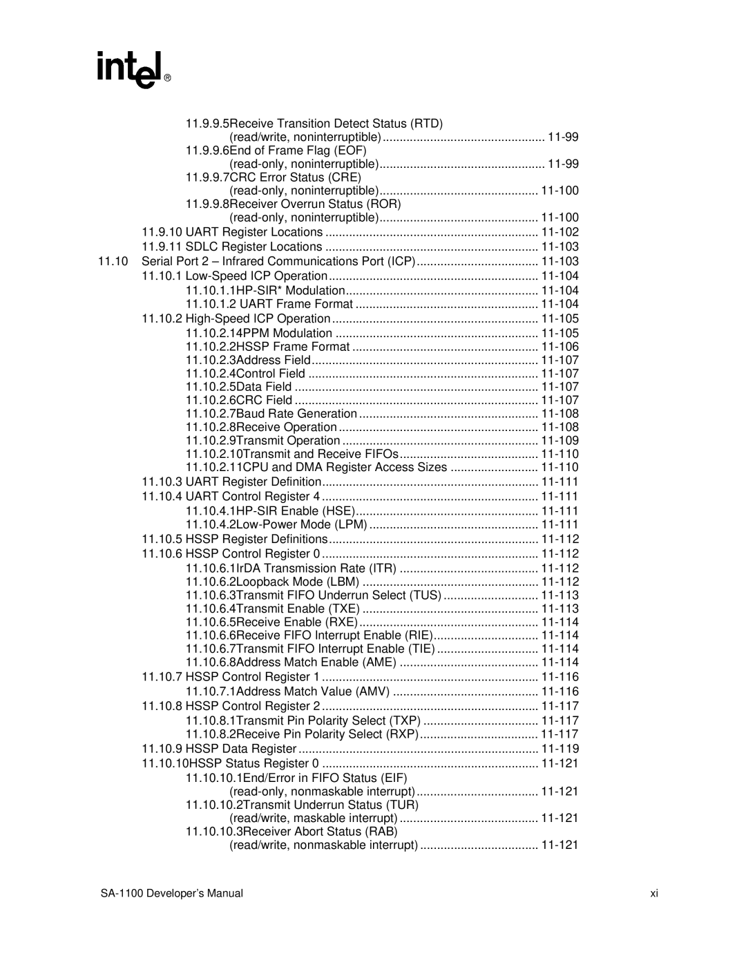 Intel manual SA-1100 Developer’s Manual 