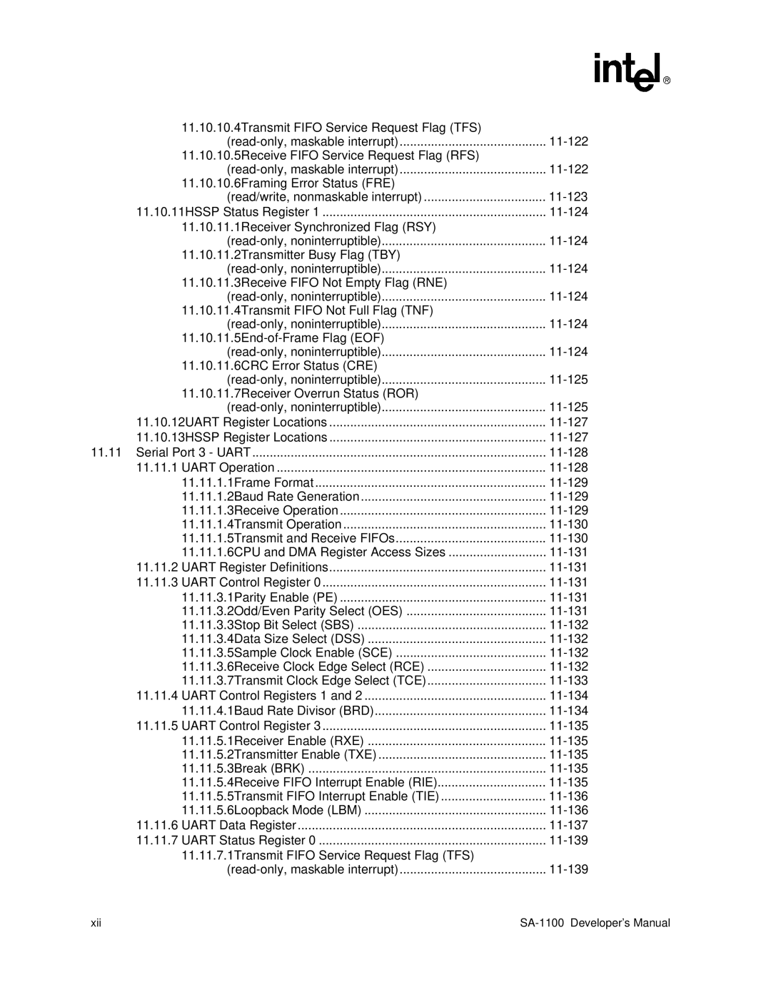 Intel SA-1100 manual 11-128 