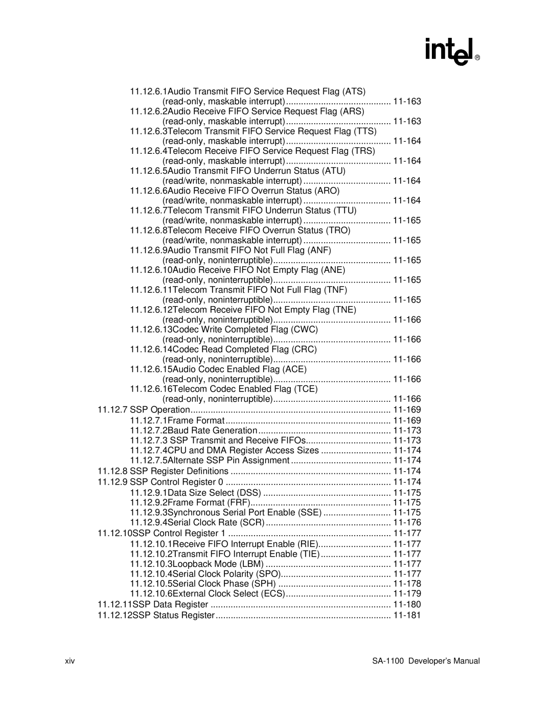 Intel SA-1100 manual 11-169 