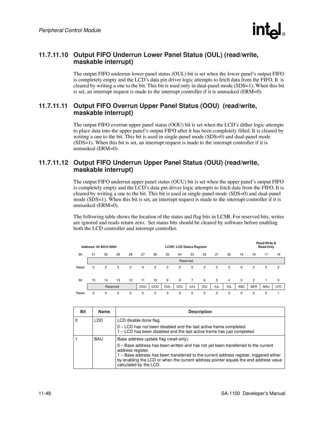 Intel SA-1100 manual Ldd, Bau 