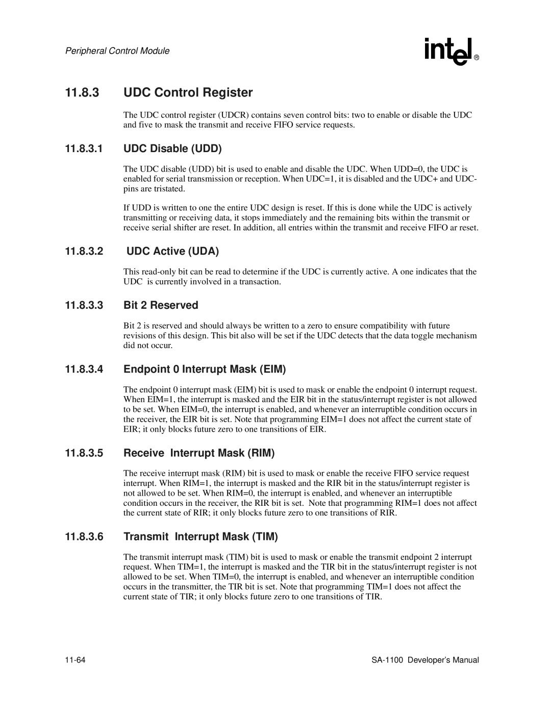 Intel SA-1100 manual UDC Control Register 