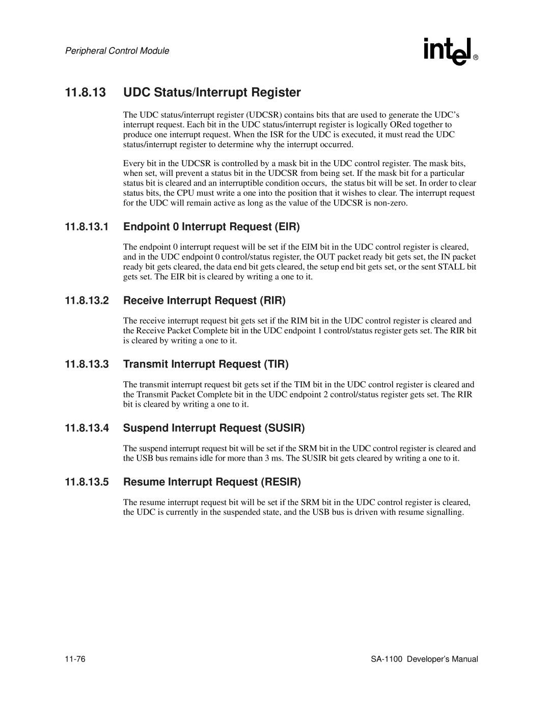 Intel SA-1100 manual UDC Status/Interrupt Register 