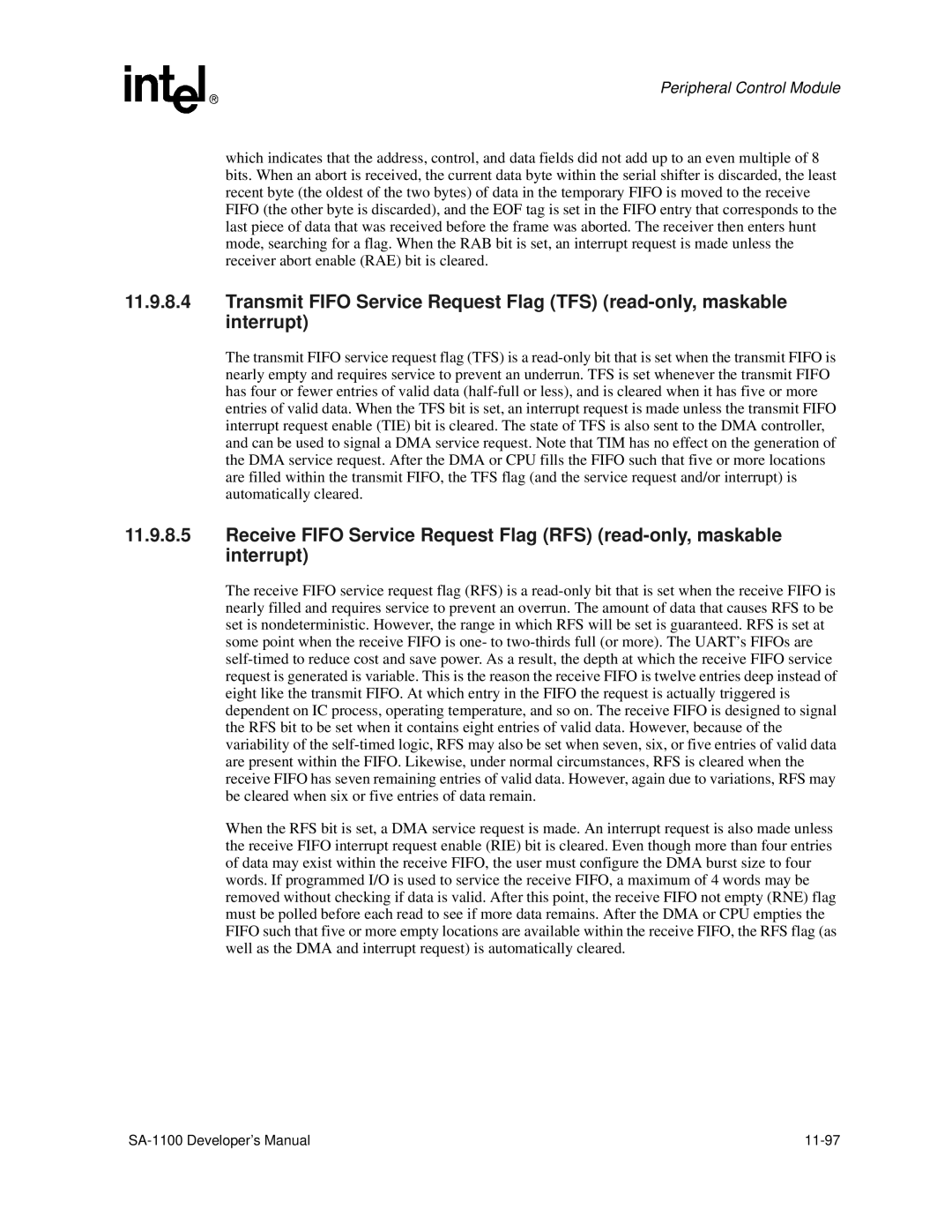 Intel manual SA-1100 Developer’s Manual 11-97 