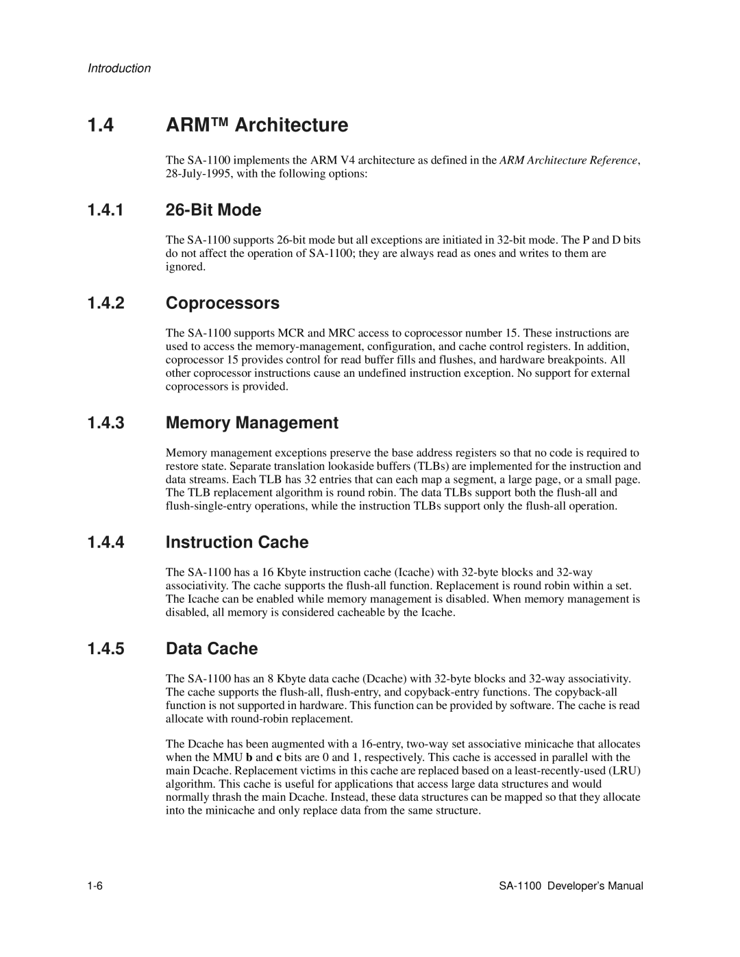 Intel SA-1100 manual ARM Architecture 