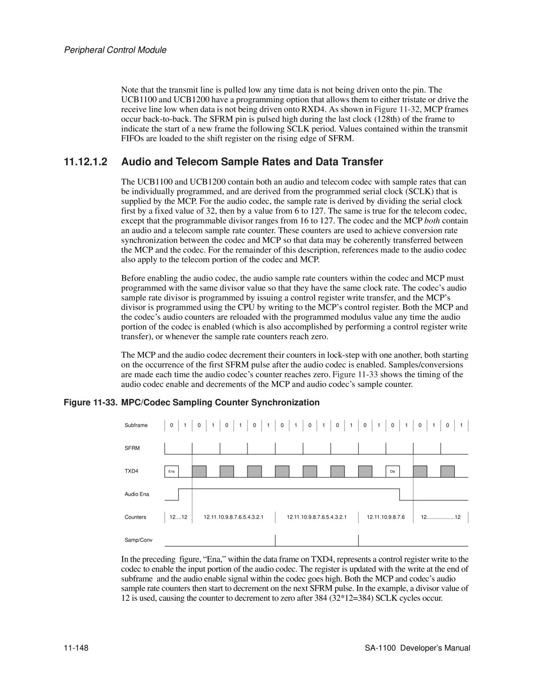 Intel SA-1100 manual Audio and Telecom Sample Rates and Data Transfer, 11-148 