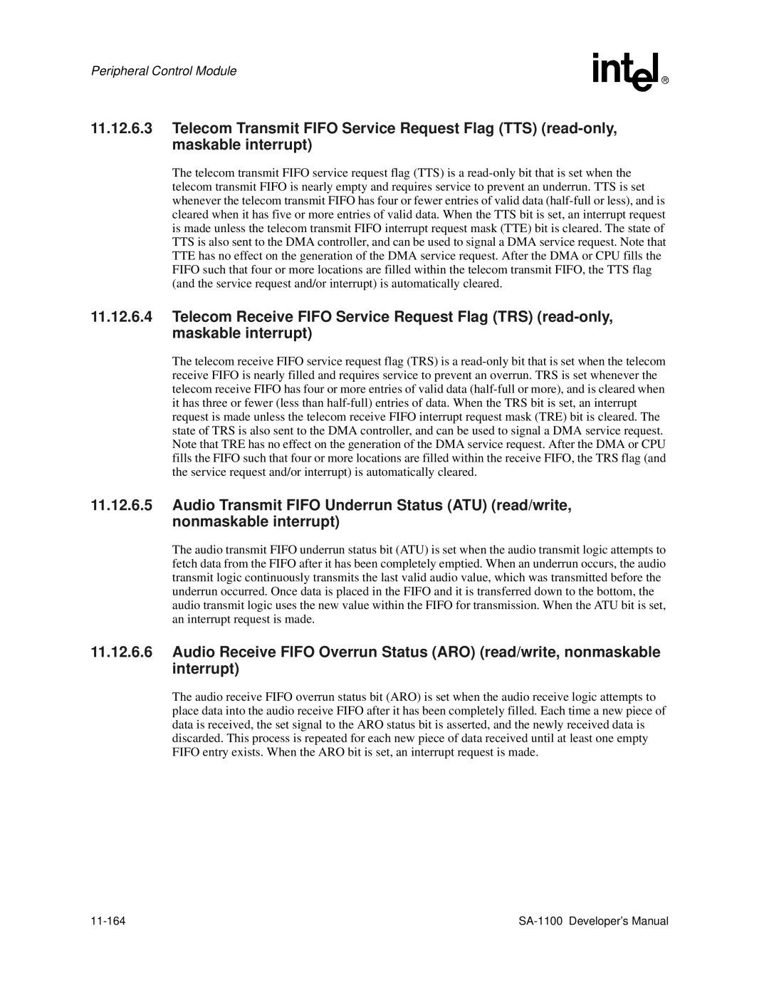 Intel SA-1100 manual 11-164 