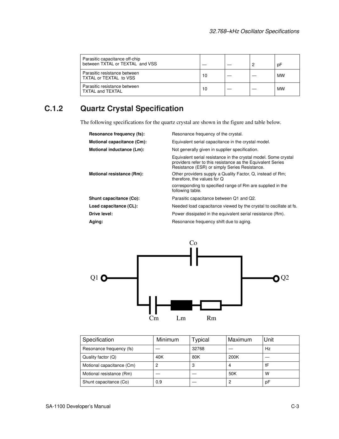 Intel SA-1100 Other providers supply a Quality Factor, Q, instead of Rm, Therefore, the values for Q, Following table 