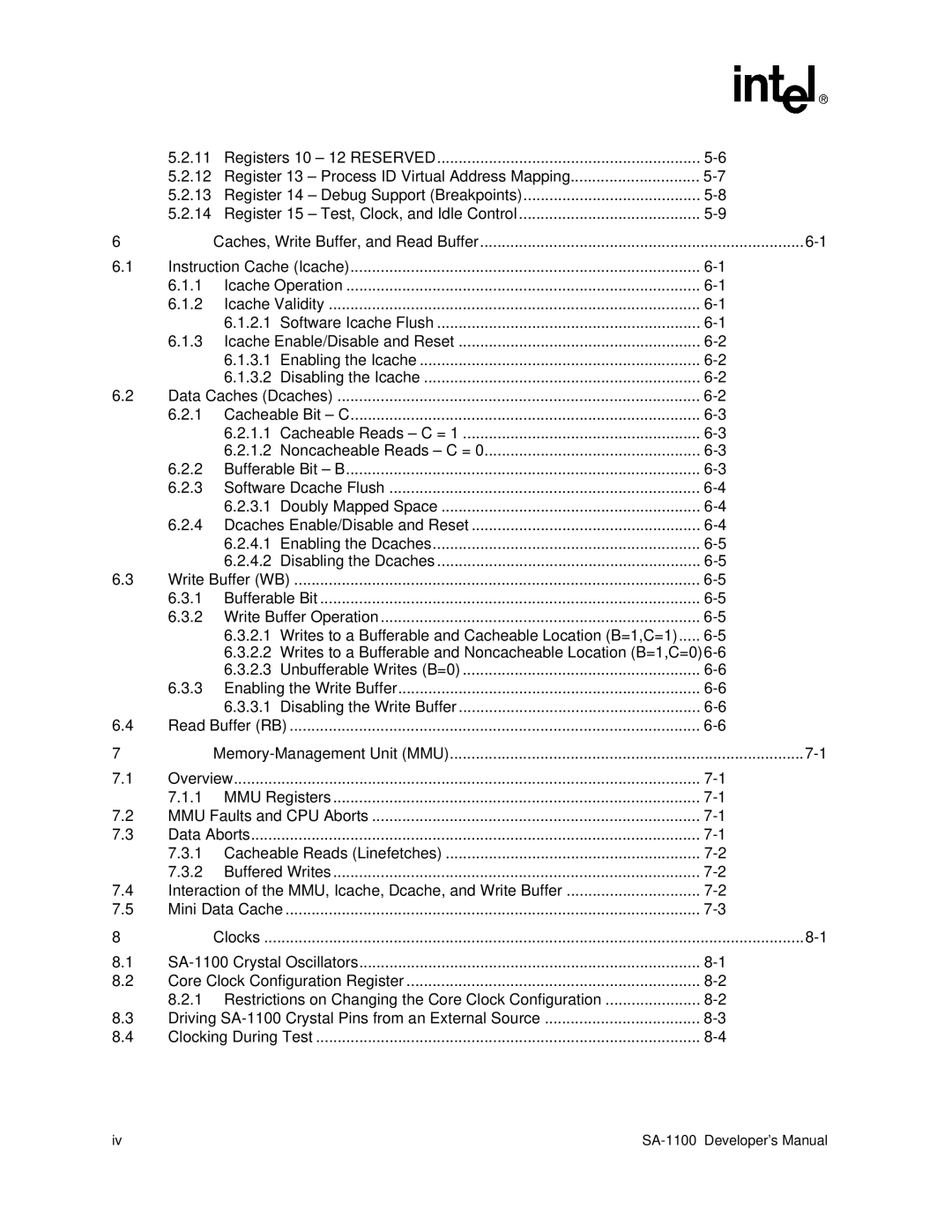 Intel SA-1100 manual Caches, Write Buffer, and Read Buffer, Memory-Management Unit MMU 