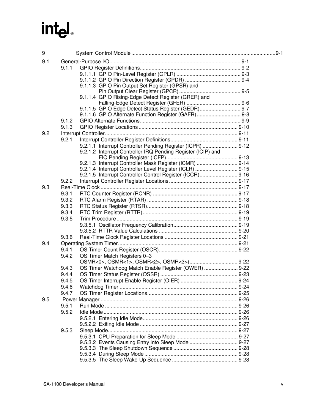 Intel SA-1100 manual 1.6, System Control Module 