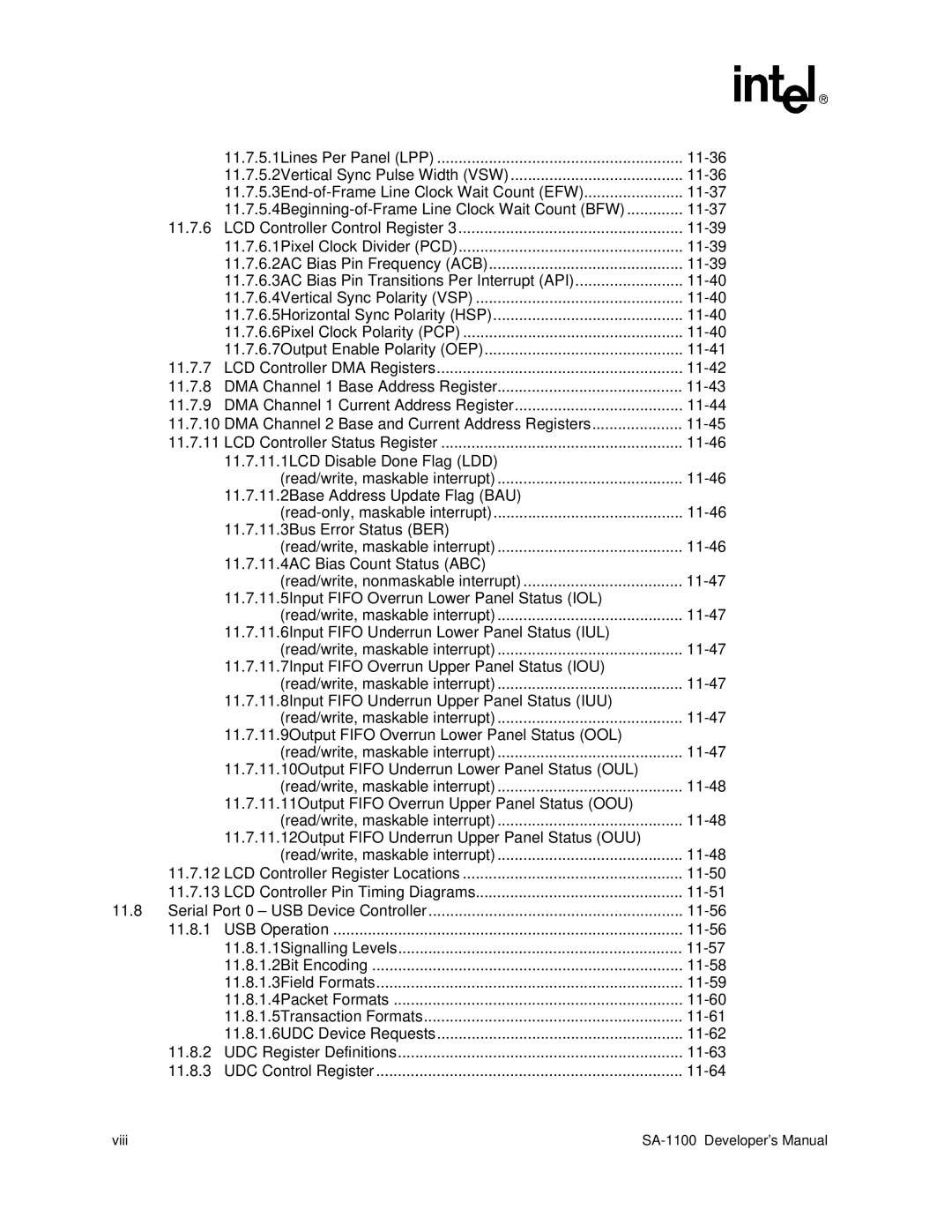 Intel SA-1100 manual 11-39 