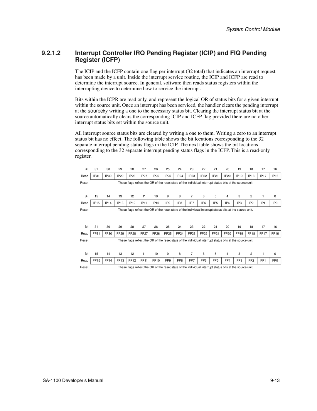 Intel SA-1100 manual IP9 IP8 IP7 IP6 IP5 IP4 IP3 IP2 IP1 IP0 