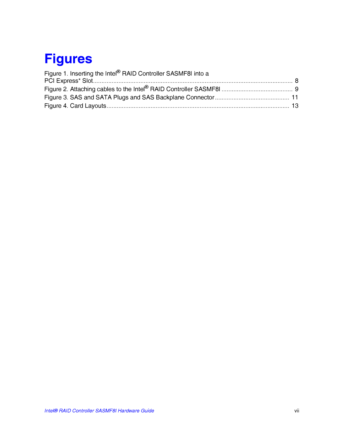 Intel SASMF8I manual Figures 