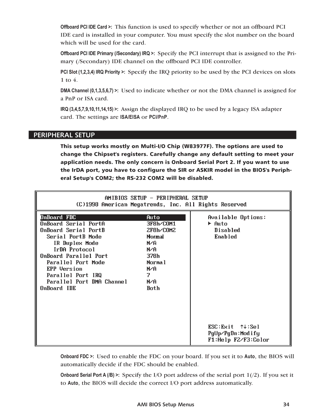 Intel SBC-370 manual Peripheral Setup 