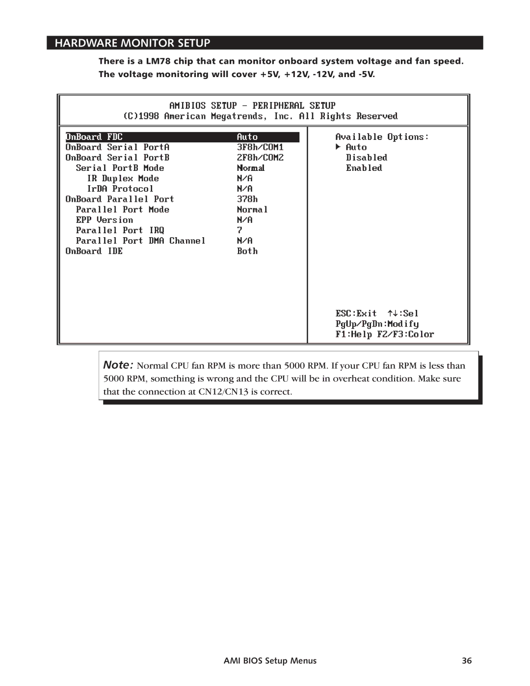 Intel SBC-370 manual Hardware Monitor Setup 