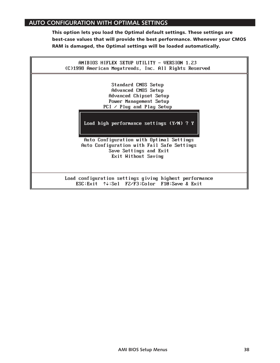 Intel SBC-370 manual Auto Configuration with Optimal Settings 