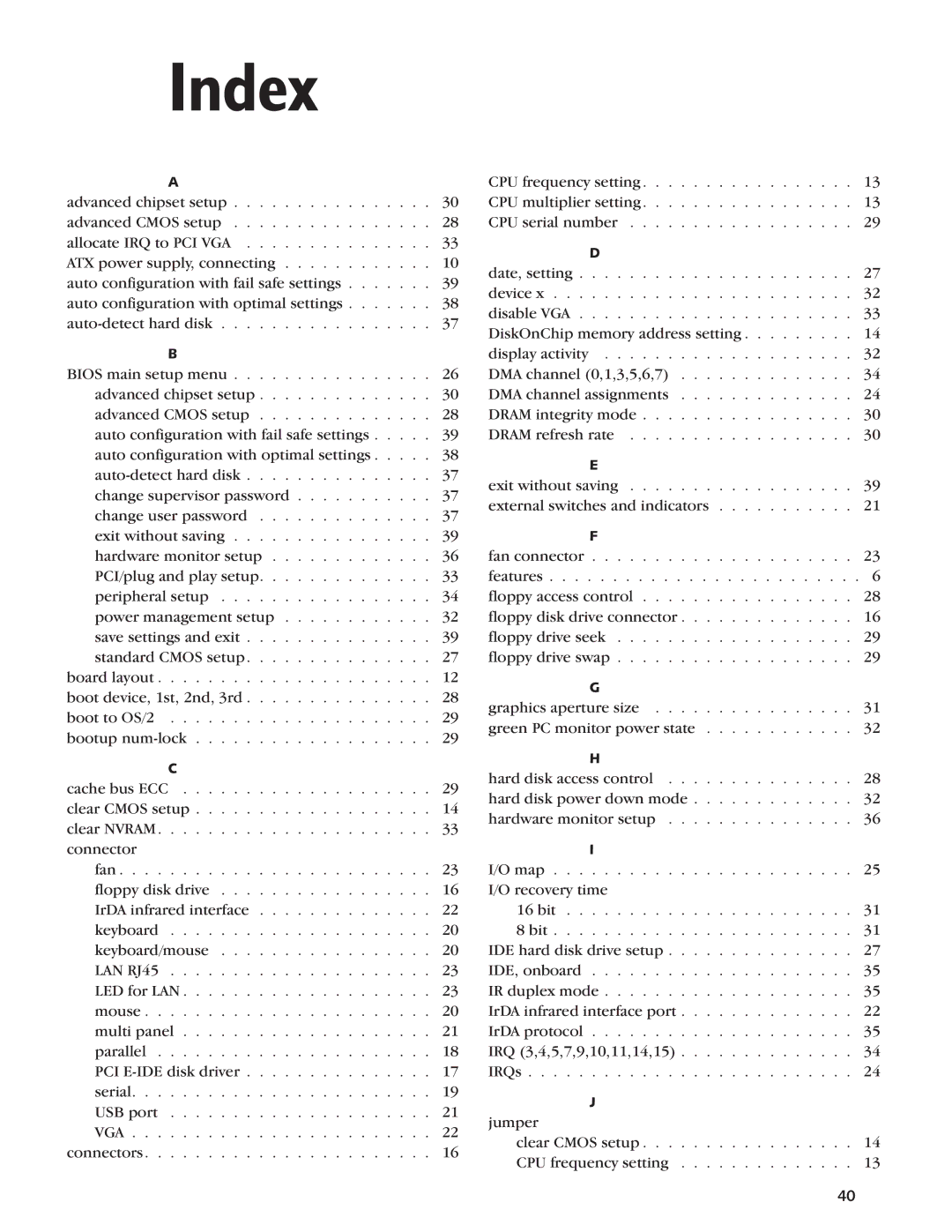 Intel SBC-370 manual Index 