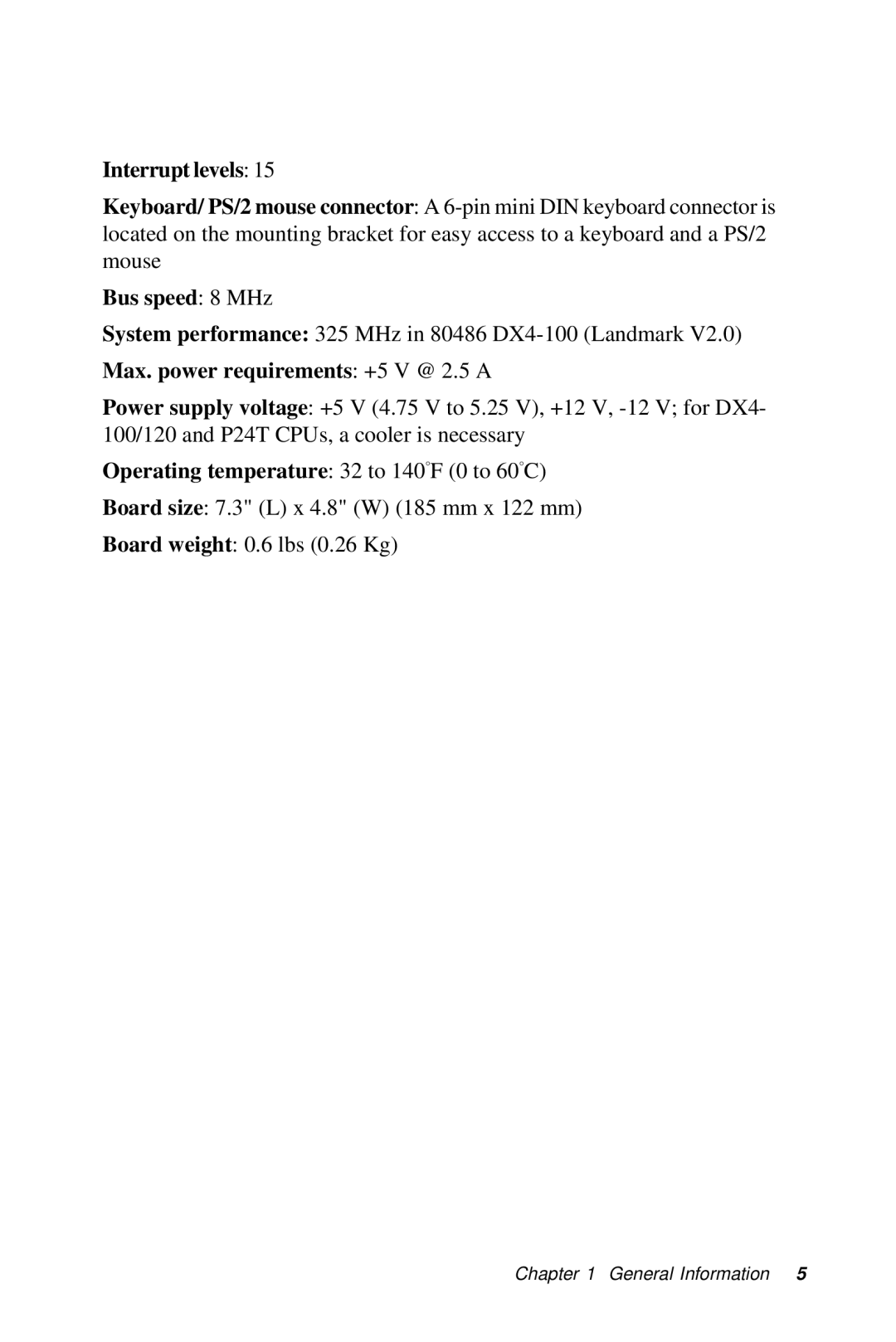 Intel SBC-455 manual Bus speed 8 MHz 