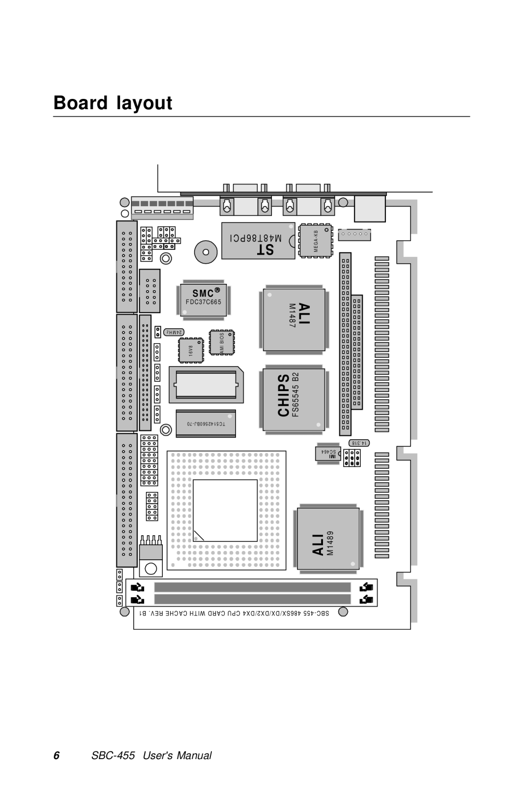 Intel SBC-455 manual Board layout, P 6 8 T 8 4 M 