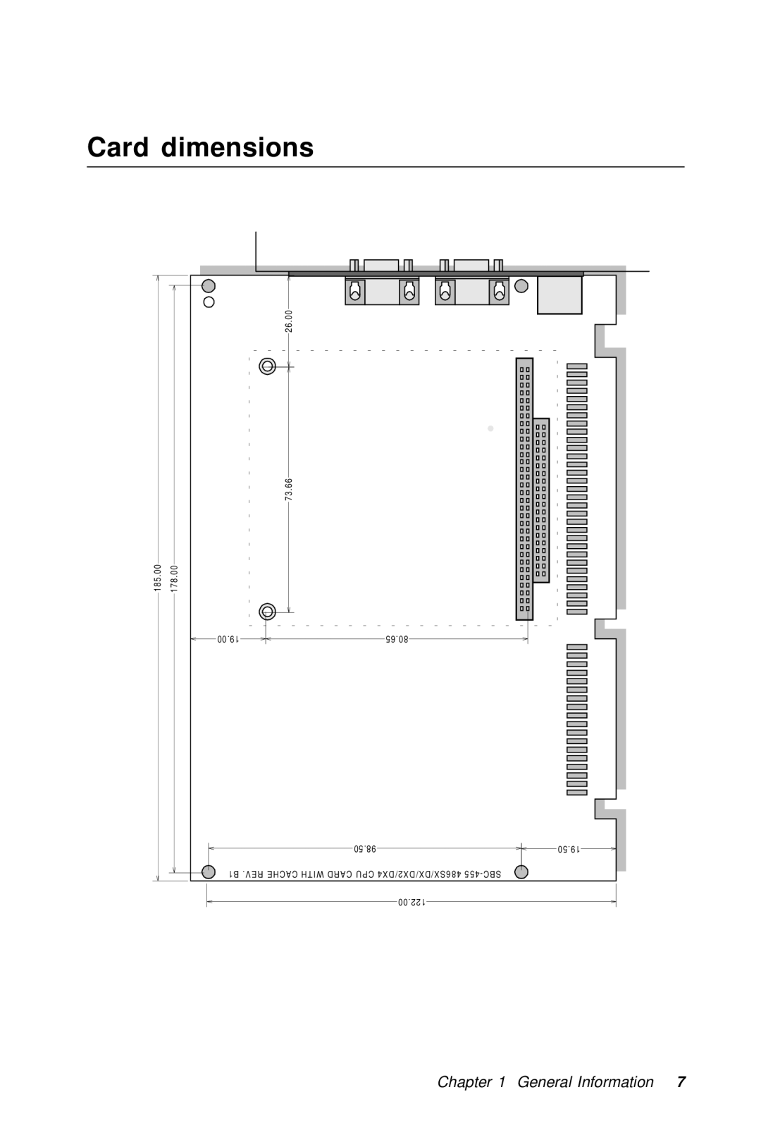 Intel SBC-455 manual Card dimensions 