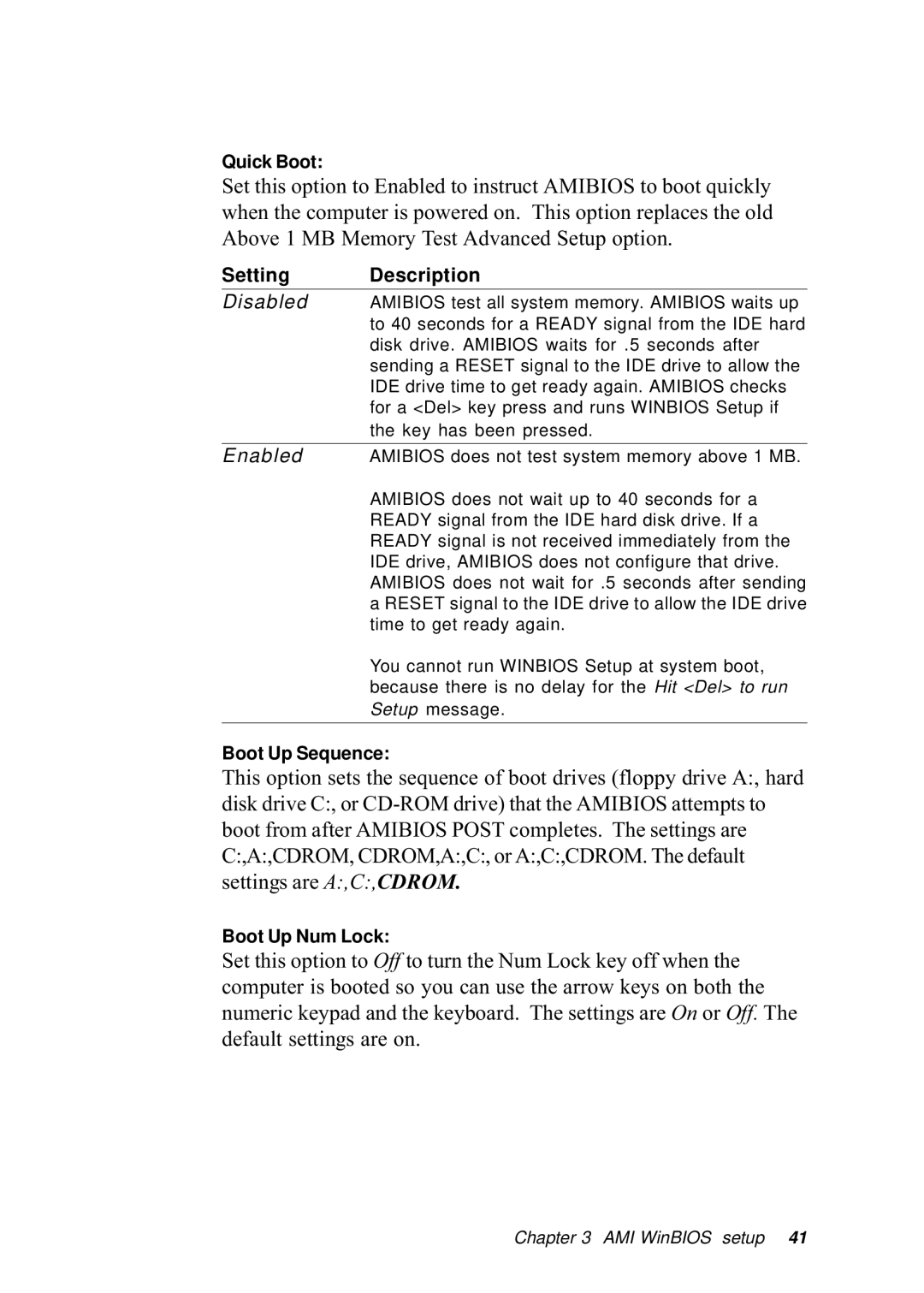 Intel SBC-455 manual Setting Description 