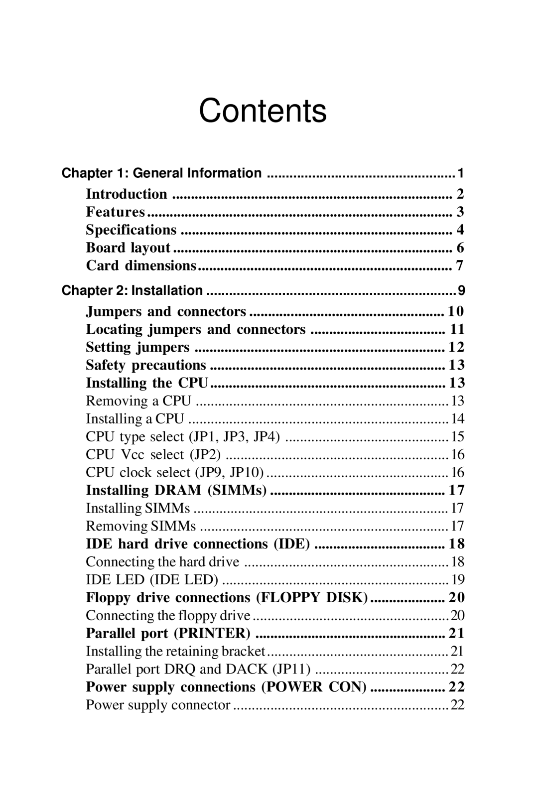 Intel SBC-455 manual Contents 