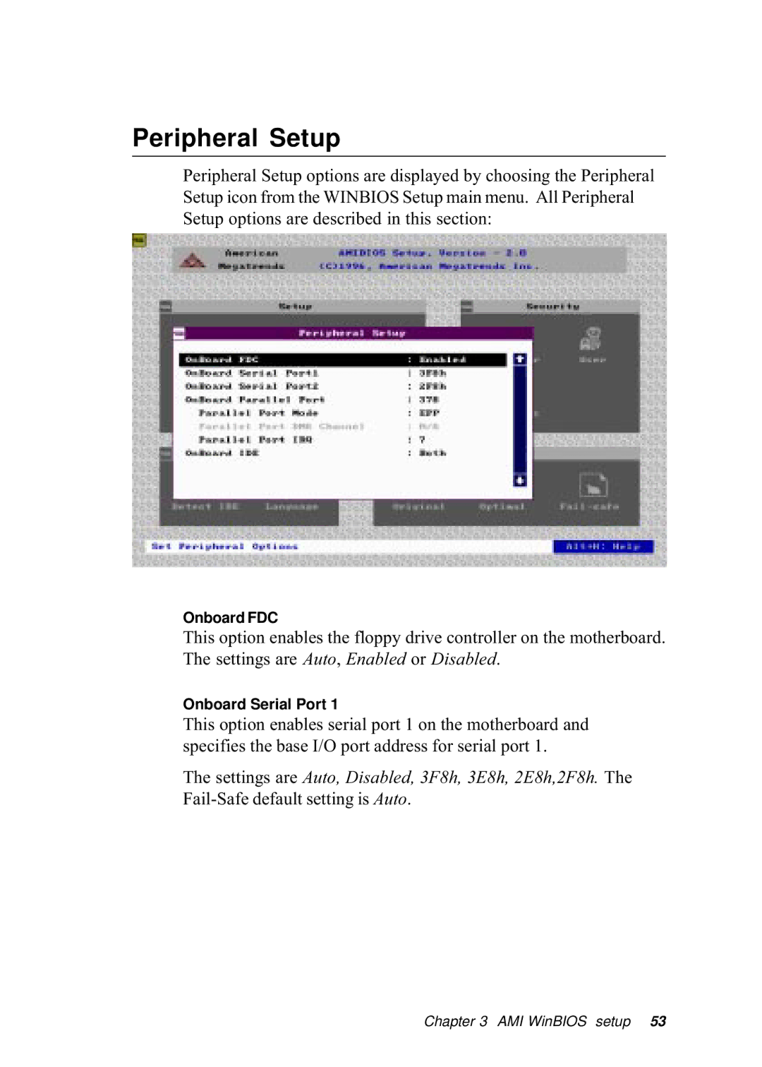 Intel SBC-455 manual Peripheral Setup 