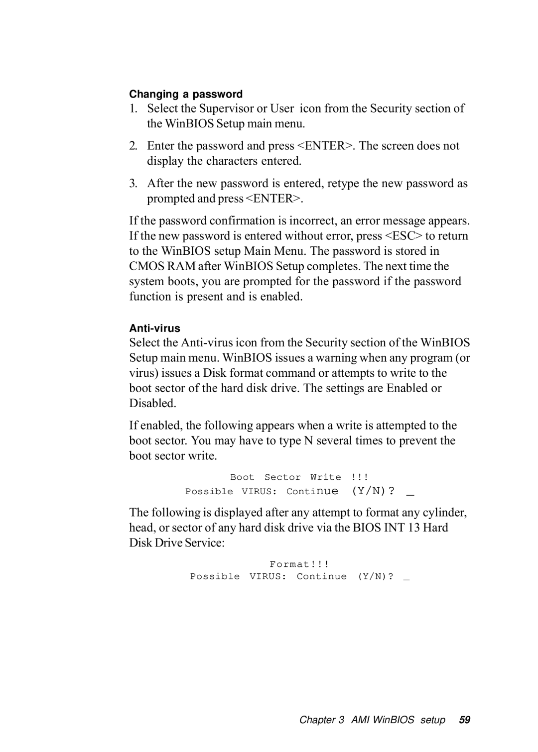 Intel SBC-455 manual Changing a password 