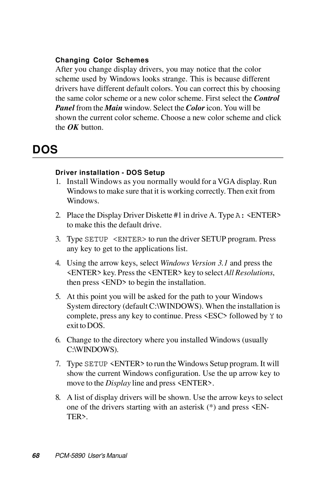 Intel SBC-455 manual Dos 