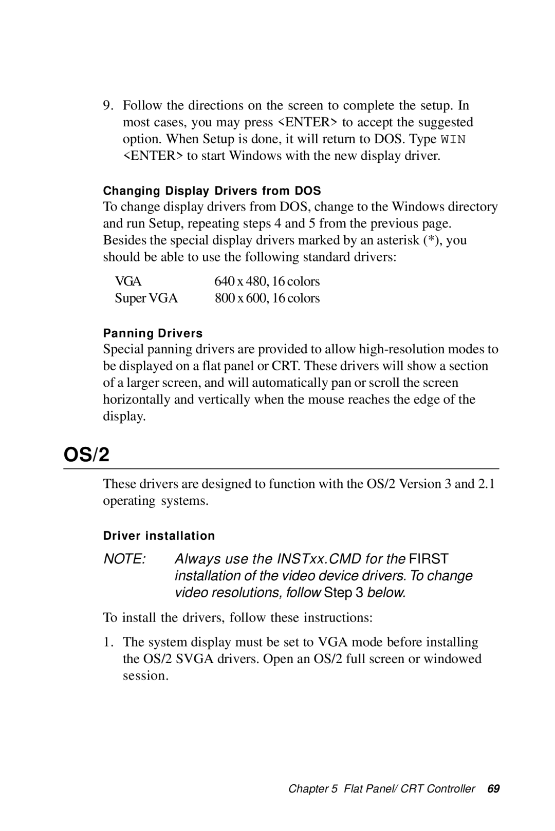 Intel SBC-455 manual OS/2, Vga 