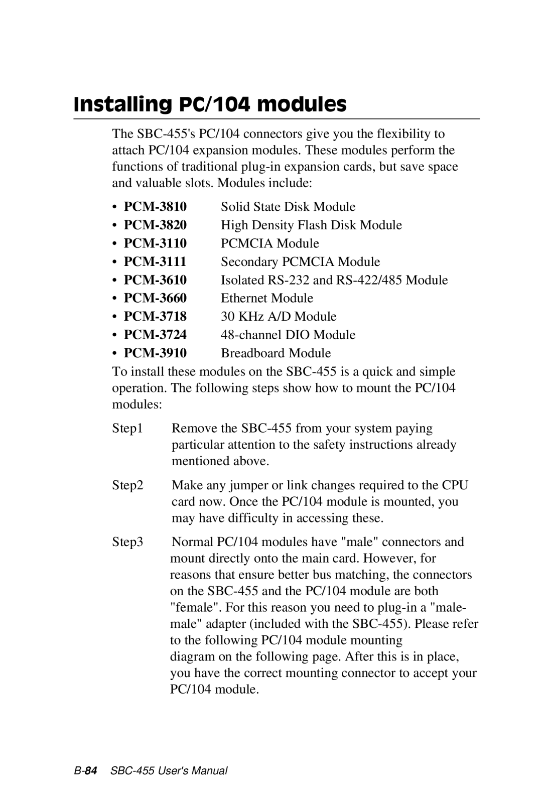 Intel SBC-455 manual PCM-3660 