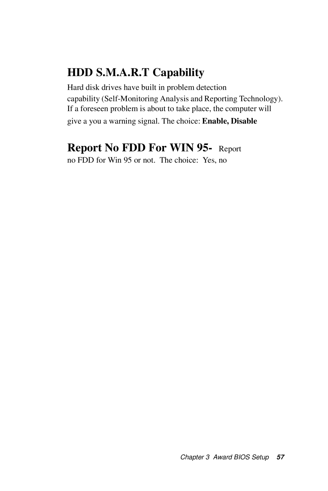 Intel SBC-776 manual HDD S.M.A.R.T Capability, Report No FDD For WIN 95- Report 