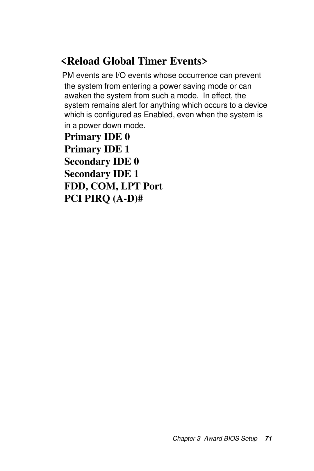 Intel SBC-776 manual Reload Global Timer Events 