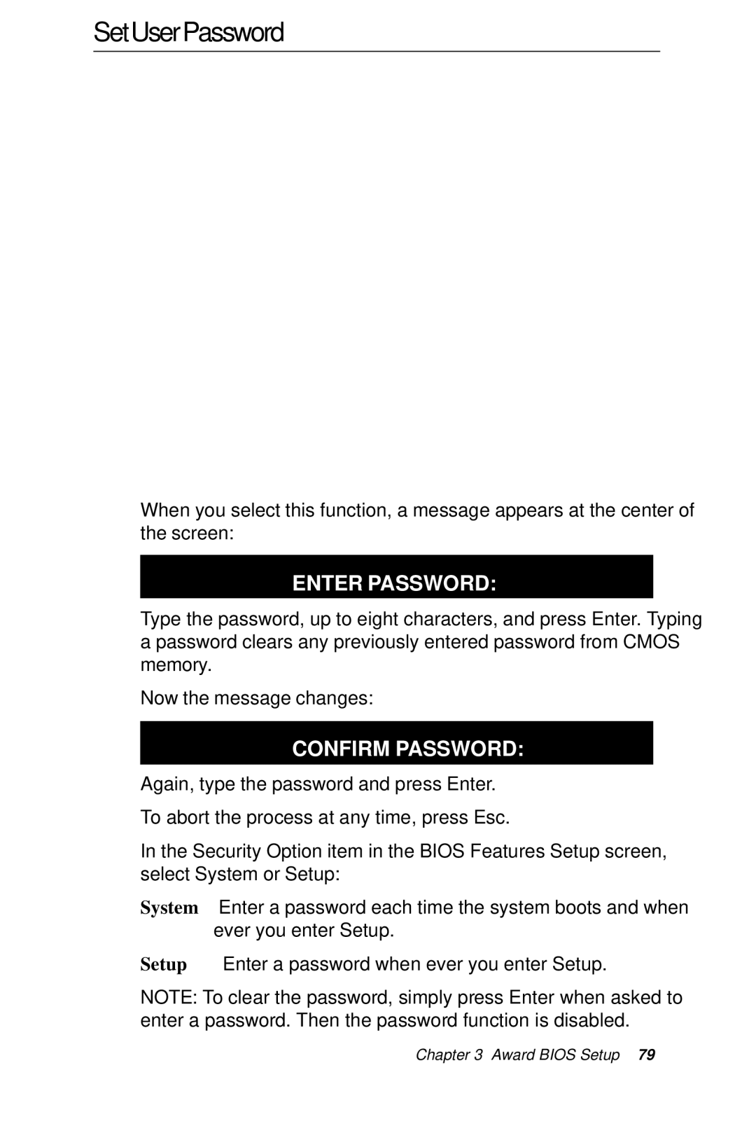 Intel SBC-776 manual SetUserPassword 