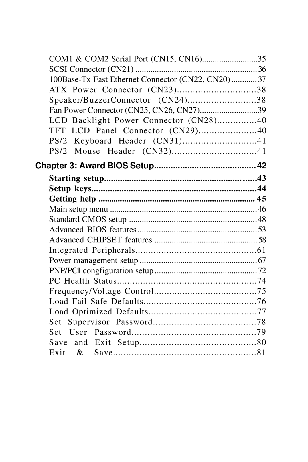 Intel SBC-776 manual Award Bios Setup 