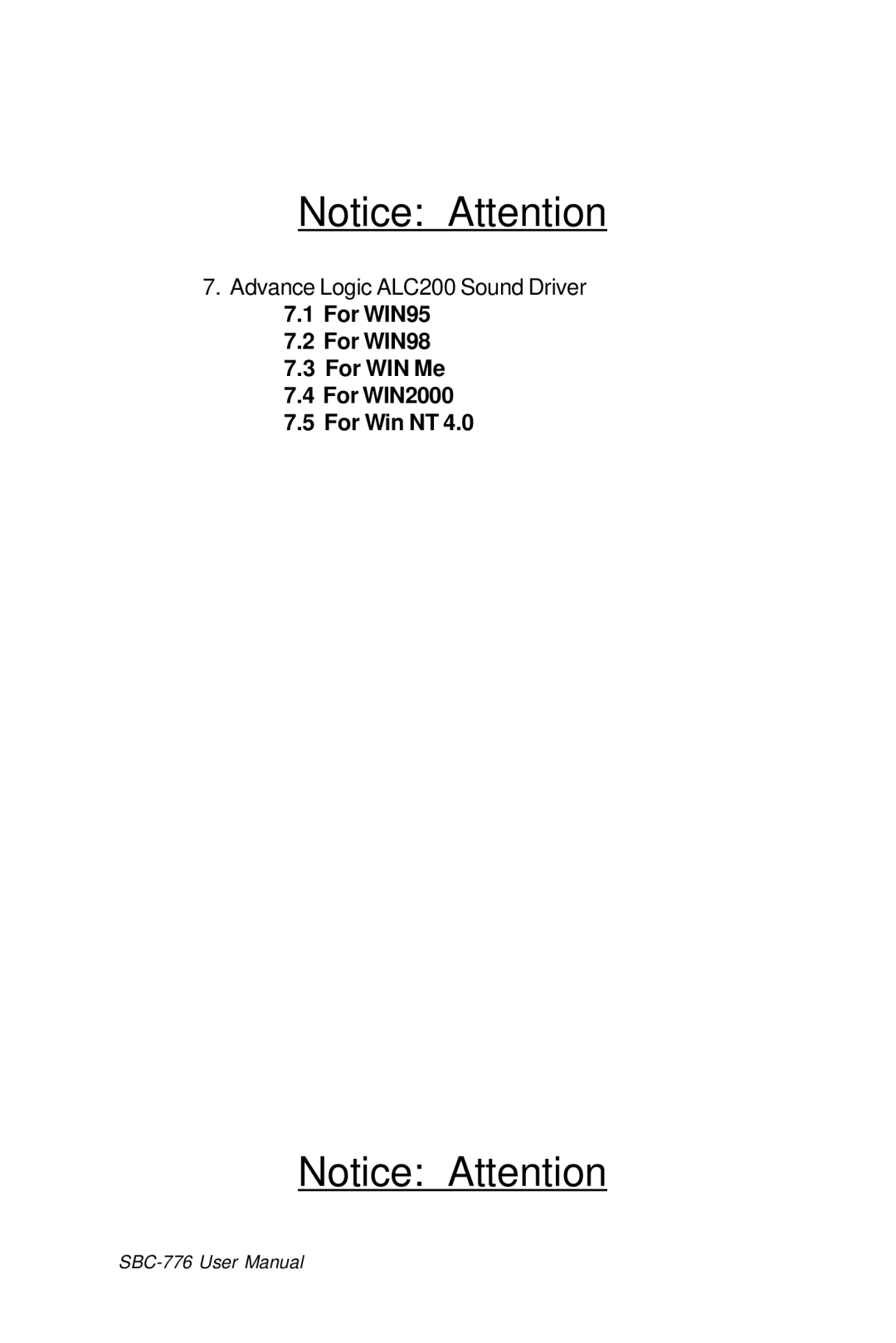 Intel SBC-776 manual Advance Logic ALC200 Sound Driver 