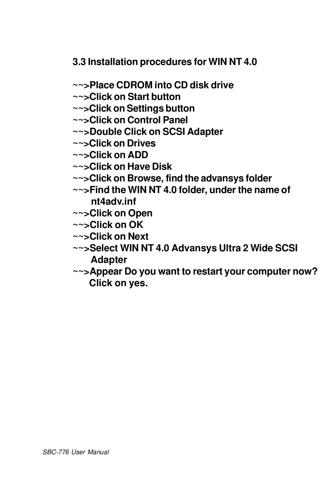 Intel SBC-776 manual 