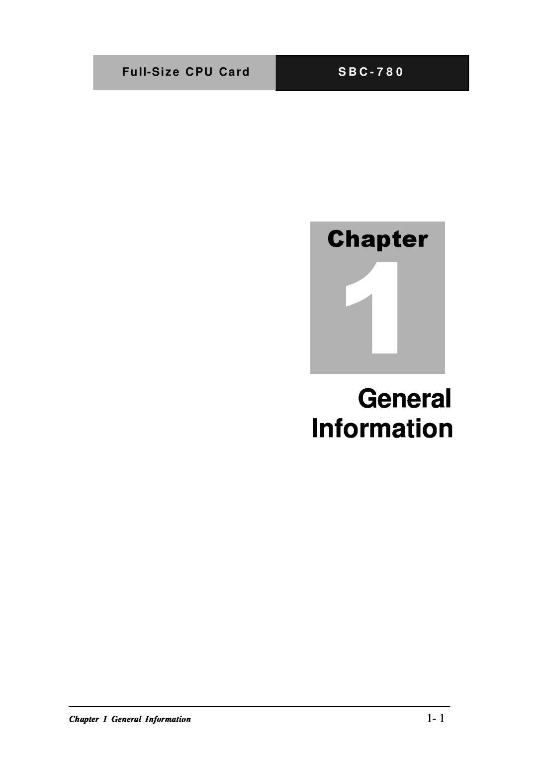 Intel SBC-780 manual General Information, S B C - 7 8 