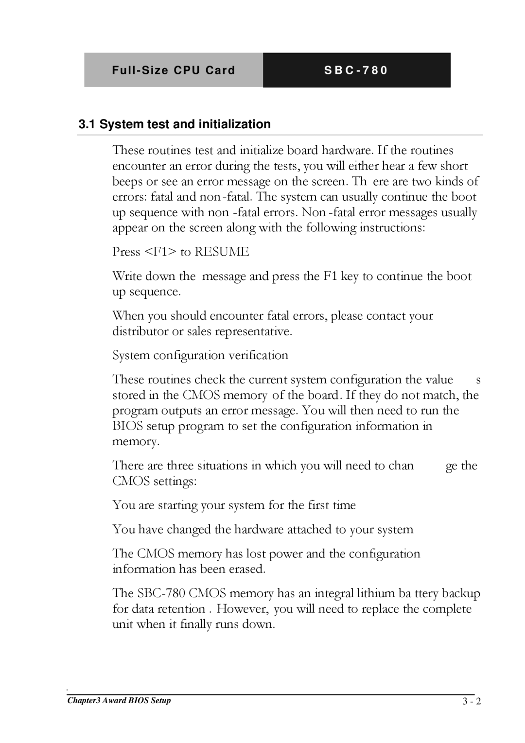 Intel SBC-780 manual System test and initialization 