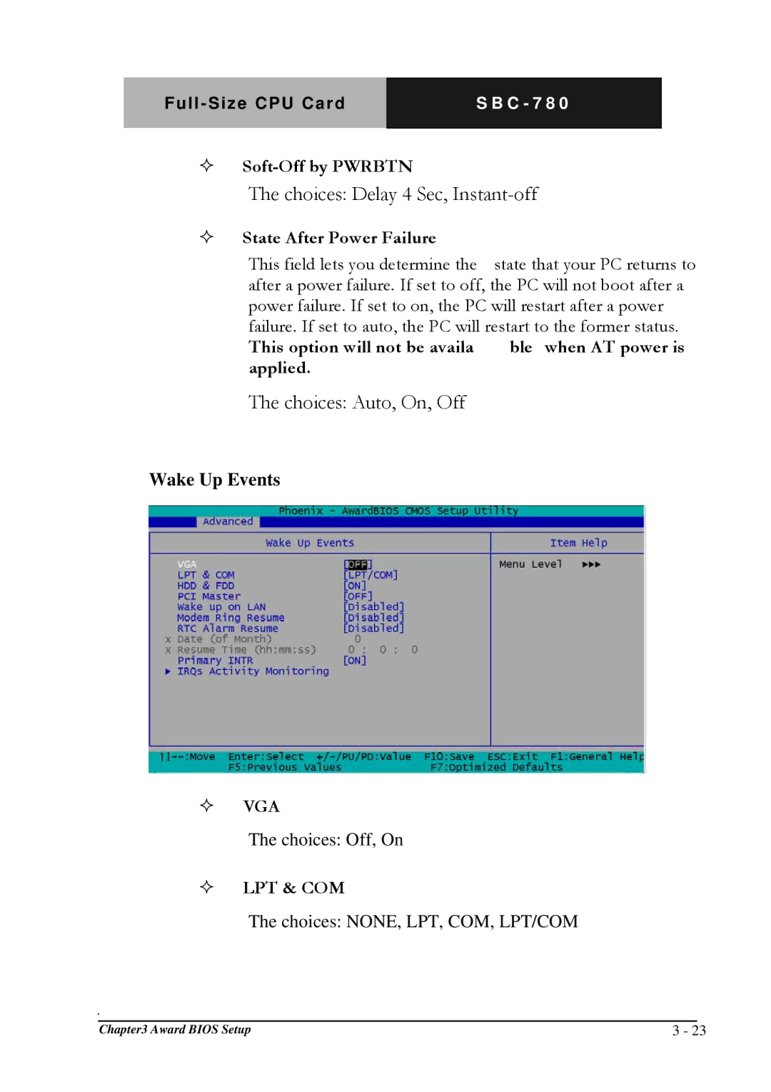 Intel SBC-780 manual  Soft-Off by Pwrbtn,  State After Power Failure 