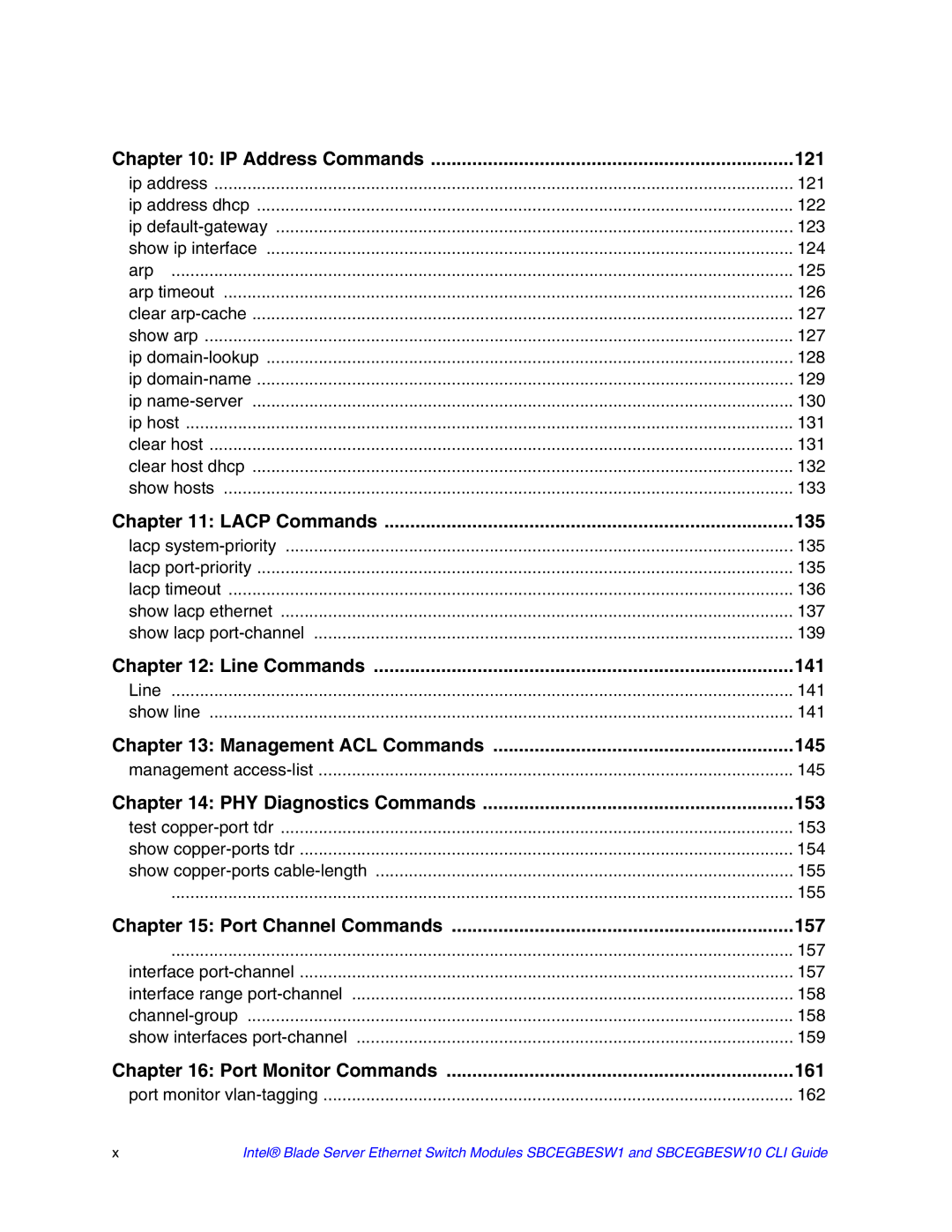 Intel SBCEGBESW10 CLI manual Line Commands 141 