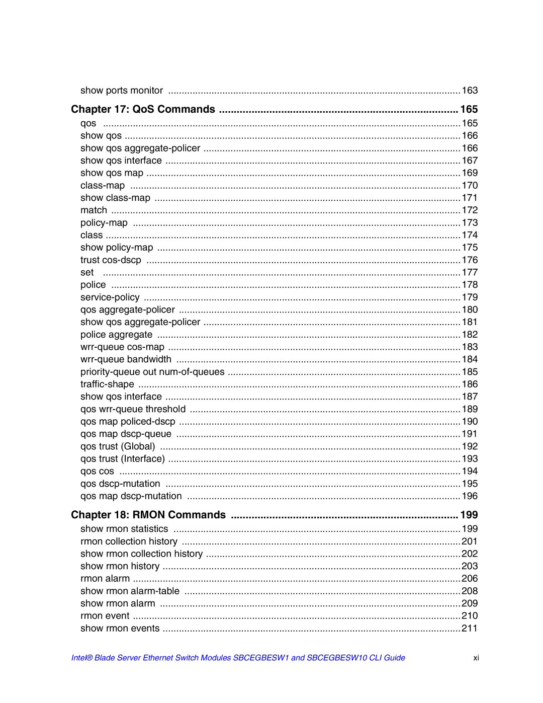 Intel SBCEGBESW10 CLI manual QoS Commands 