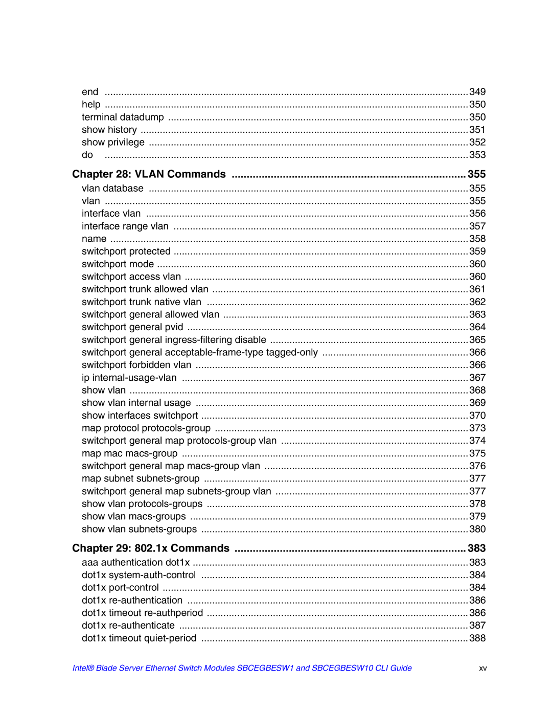 Intel SBCEGBESW10 CLI manual Vlan Commands 