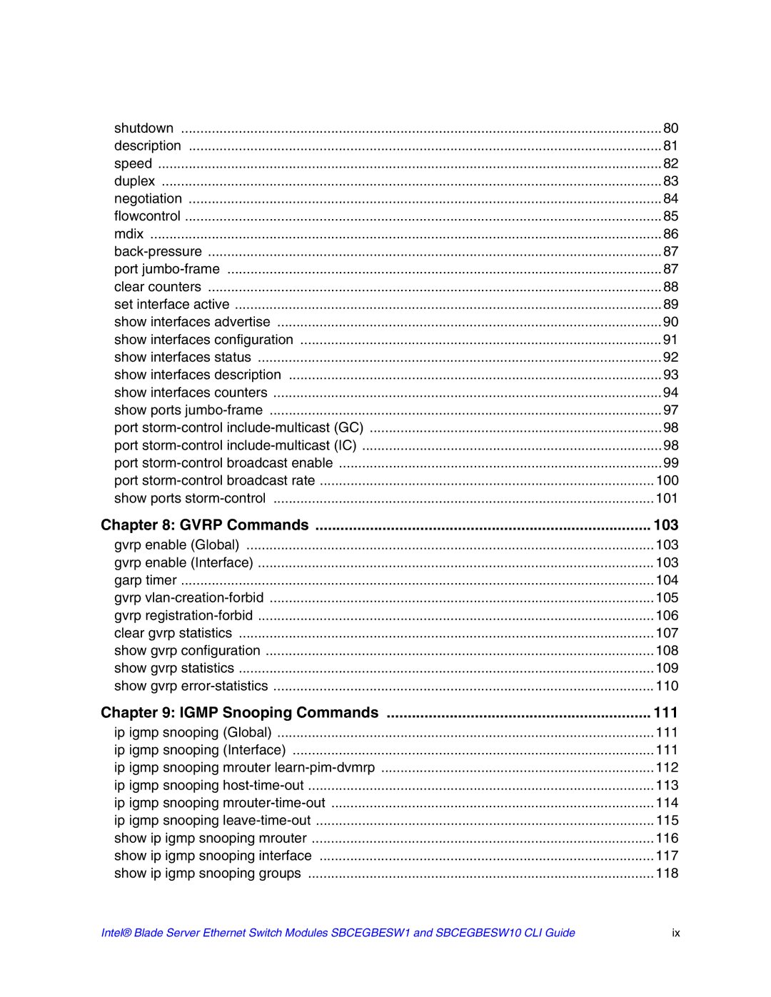 Intel SBCEGBESW10 CLI manual Gvrp Commands 