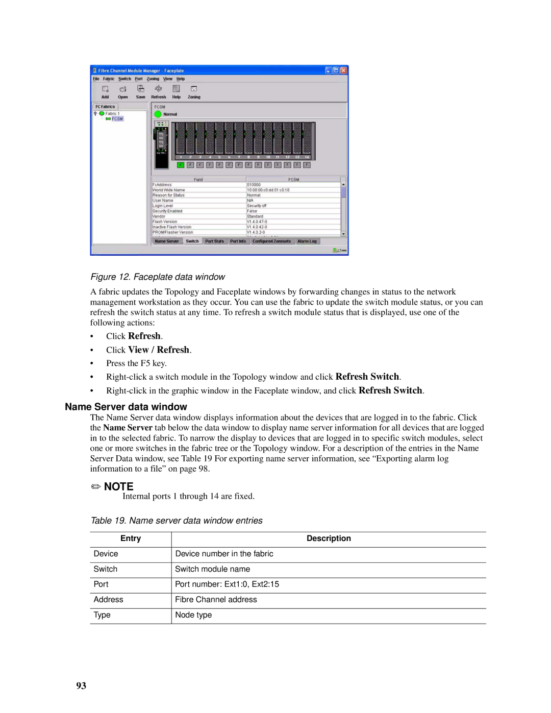 Intel SBCEFCSW, SBFCM manual Name Server data window, Name server data window entries 